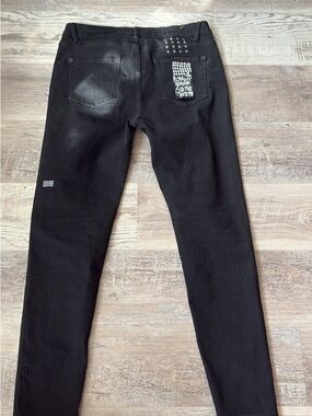 Ksubis Men's Black Slim Jeans with Back Pocket Graphic